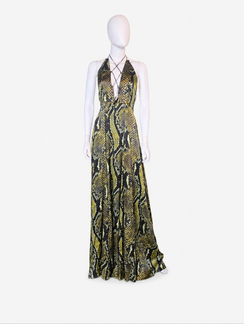 ADRIANA IGLESIAS | Runway Snakeskin Halter Gown Sculptural Evening Dress EU36 - Picture 2 of 12